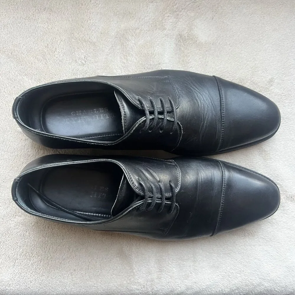 Charles Tyrwhitt‎ Black Leather Cap Toe Oxford Dress Shoes Men's 8 Lace Up Work
